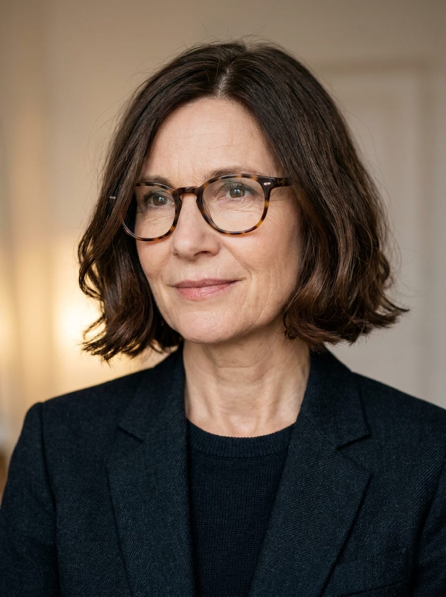 Kinnlanger Bob mit Brille - Frisur ab 50 mit Brille